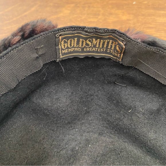 VINTAGE GOLDSMITHS MEMPHIS BLACK FELT FAUX FUR CONTEMPORARY 80s 70s FANCY HAT - Picture 12 of 13